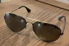 Ray-Ban Aviator Sunglasses Matte Antique Black w/ Grey Mirror Silver RB3558