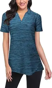 [Viracy] Womens V Neck Golf Polo Shirts Short Sleeve Quick Dry Yoga Tops