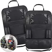Beauty Nymph Backseat Car Organizer Kick Mats Back Seat Storage Bag with iPad Touch Screen Tablet Holder and 9 Storage Pockets for for Toys Drinks Book (2 Pack)