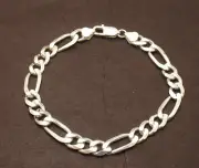 9" Mens Italian 8.2mm Solid Figaro Link Chain Bracelet Real 925 Sterling Silver