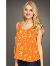 DOLCE VITA DV Orange FLORAL Top RAVA Daisy PRINT Open Back OVERLAP S