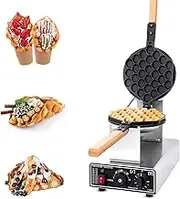 JUMEIYP Commercial Electric Egg Waffle Maker, Bubble Puffle Cake Maker Machine, Non-stick Pan, 50℃ to 250℃ Temperature and Timer Control, 180° Rotation