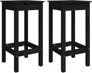 vidaXL Set of 2 Bar Chairs - Black Solid Pine Wood - Practical & Versatile Design - Home & Kitchen Furniture - 40x40x78 cm - with Assembly Manual