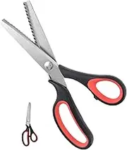 Wesoke Pinking Shears, Zig Zag Crafts Scissors for Fabric Cutting, Professional Handheld Dressmaking Cut Sewing Scissors with Serrated for Many Kinds of Fabrics Paper Leather Scrapbook Decorative Edge