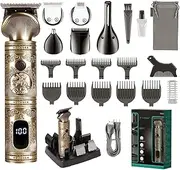 Beard Trimmer for Men,Cordless Hair Clipper,Electric Razor Shavers for Men,All in One Waterproof Mens Grooming Kit for Head Mustache Face Nose Ear Body Hair, with Storage Bag and Stand Holder,Gifts