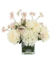 Creative Displays Hydrangea, Peony & Thistle Arrangement in Glass Vase