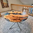 Beautiful Blue Round Table Top Epoxy Resin Accacia Wood Table Top Coffee Table