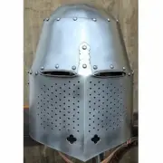 Medieval Crusader Helmet Knight Templar Armour Larp Helmet Battle Warrior Helmet