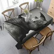 JEJEA South Africa Rhino print Rectangle Tablecloth Wrinkle Free Soft Table Cloth for Dining Christmas Room Decoration