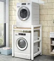 Dryer Storage Stand Washing Machine Base Stand, Portable Stacking Kit for Front Loader Washing Machine & Tumble Dryer, Height Adjustable Space Saving Stand for Laundry White