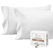 Pure 100% Cotton Pillow Cases Queen Size Set of 2 White, Luxurious 400 Thread...