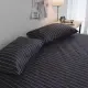 【絲薇諾】MIT精梳棉 線條 三件式枕套床包組 換日線-黑色(雙人)