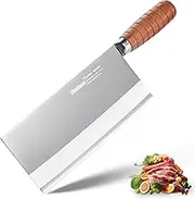 Meat Cleaver 8 Inch Professional Chinese Chef Knife Vegetable Knife Stainless Steel Sharp Edge Non-Stick Rosewood Handle for Homes Restaurants Caidao by Haobone Gift Box