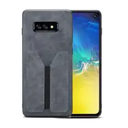 Denior For Samsung Galaxy S10E Leather Case with Elastic Wallet Card Holder Slot Pocket Cover - Grey