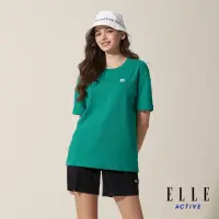 在飛比找momo購物網優惠-【ELLE ACTIVE】女款 寬鬆剪接圓領T恤-綠色(EA