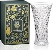 12Inch Glass Crystal Vase for Flowers with Gift Box, Tall Clear Vase with Luxury Gold Foil Box, Large Floreros for Wedding Valentines Gift, Home Décor for Living Room and Table Centerpieces