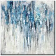 Abstract Wall Art Canvas Picture: Blue and Gray Artwork Modern Painting for Bath