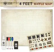 Battle Grid Game Mat - ULTRA DURABLE POLYMER MATERIAL - JUMBO Role Playing DnD Map - Reusable Table Top Non Hex Mats - RPG Dungeons and Dragons Dry Erase Tiles - Large Set for Starters and Masters