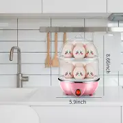 Double Layer (14 Egg Positions) Pink 350W Anti Dry Burning Mini Steamer EU Plug