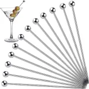 Metal Cocktail Picks For Drinks Stainless Steel 4 Inches Martini Olive Skewers