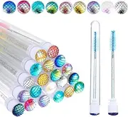 JIYIN 20pcs Mascara Wands Tube, Eyelash Spoolies With Case Shiny Diamond Lash Brush Empty Mascara Tube And Wand Applicator For Eyelash Extensions Eyebrow Brush Makeup Tools Eyelash Brush(Random color)