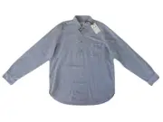 RM Williams Men's New 100% Cotton Long-Sleeved Grey Work Shirt - 3XL - RRP $139