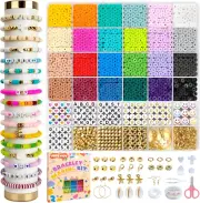 5500Pcs Clay Beads Bracelet Making Kit 24 Colors Friendship Bracelet Kit