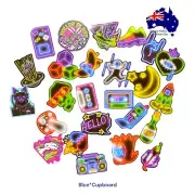 NEON RETRO 80S 90S THEME 25PC GLOSS Stickers Junk Journal Planner School Books