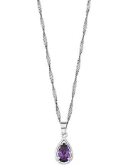 [Amor] Pendant Purple Drop Set in Silver