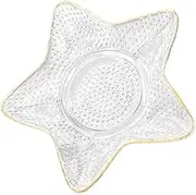 Cabilock 1Pc Creative Sea Star Glass Storage Plate Elegant Golden Storage Container for Home Restaurant and Hotel Use for Jewelry and Decor
