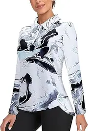 [Tanst Sky] Women's Golf Shirt UPF 50+ Long Sleeve Quarter Zip Pullover Athletic Hiking Workout Tops