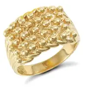 9ct yellow Gold 5 Row Keeper Ring Gents 14mm Wide Hallmarked