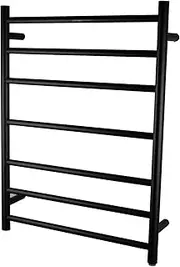Electric Heated Towel Rack Wall Mounted Towel Rail 7 Bars Round (Black)