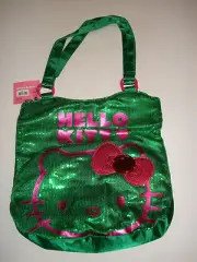 Hello Kitty Sequin Purse Tote Bag With Pink Hello Kitty And Pink Bow With Gem