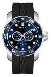 Invicta Pro-Diver Scuba GMT Silicone Strap Blue Dial INV45722 100M Mens Watch