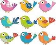 45 Pieces Boho Birds Cutouts Decoration, Colorful Bird Paper Cutouts Boho Spring Classroom Decor with Glue Point Dots for Bulletin Board School Springtime Birthday Party Supply