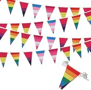 ACTOYS Rainbow Flags Banner, Gay Pride Flag, Small Rainbow Flag, Weatherproof Rainbow Flag Outdoor, Garland, for Indoor, Outdoor and Garden, Pride Month Parade Party Decoration, 8 Metres-B