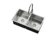Welba Kitchen Sink 76X44CM With Pull Out Mixer Tap Double Bowl