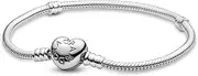 [PANDORA] Moments Women's Sterling Silver Heart Clasp Snake Chain Bracelet for Charms