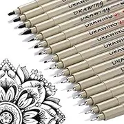 16pcs Black Micron Pen Set, Micro Fine Liner Drawing Art Pens, Micro Pen Fine Liner Ink Set, Micron Pens For Artist Illustration, Sketch Outline, Technical Drawing