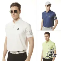 在飛比找PChome24h購物優惠-【Lynx Golf】男款吸汗速乾洞洞緹花布料異材質剪接感光