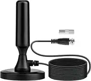 Outdoor Indoor TV Aerial, Magnetic Base, 360° Omni-directional High Gain Digital Freeview Antenna, 4K 1080P VHF UHF Compatibility, 16.4ft Coax Cable, Ideal for Home RV Caravan Marine Use (Black)