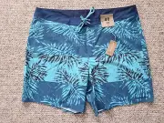 New Men's PATAGONIA Stretch Hydropeak Boardshorts 18" Kelp Blocked Crater Blue