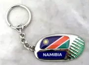 33573 RUGBY WORLD CUP 2011 NAMIBIA FLAG SILVER ROUND KEYRING KEY RING