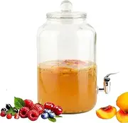 SHZMJL 0.7 Gallon Drink Dispensers for Parties, Glass Beverage Dispenser with Screw Cap, Lemonade Dispenser, Water Dispenser, Mason Jar for Water, Iced Tea, Lemonad, Laundry Detergent Dispenser