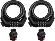 Pack of 2 Bicycle Comnination Chain Lock with Holder, 1200mm, 4-Digit Number