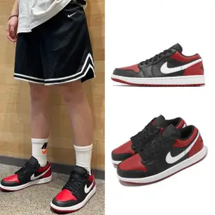 【NIKE 耐吉】休閒鞋 Air Jordan 1 Low 男鞋 皮革 AJ1 黑紅頭 Bred Toe 喬丹 1代(553558-066)