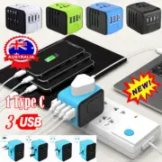 Universal International Travel Plug 4 USB Power Adapter Type C Worldwide 3.4A
