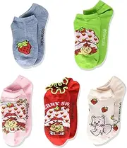Strawberry Shortcake girls 5 Pack No Show Socks with Lettuce Edge Trim