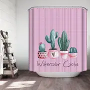 Watercolor Cactus over Purple Shower Curtain